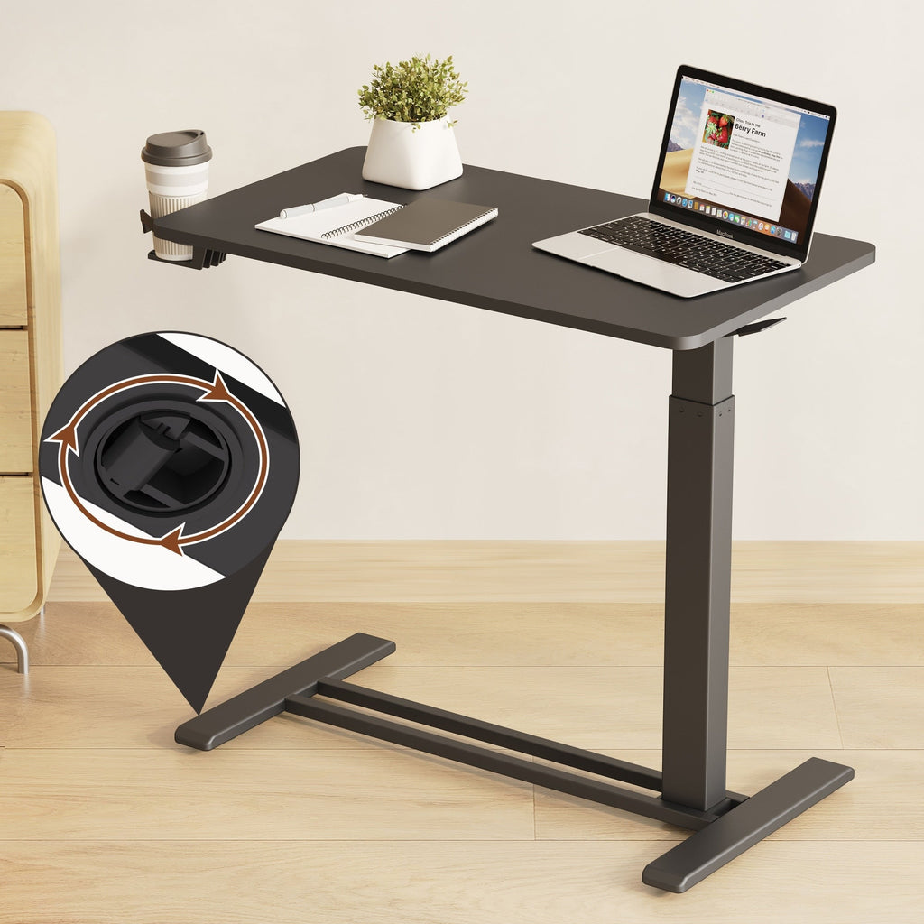 FunniHomi 28/32 Table de lit mobile à hauteur réglable avec roulettes, blanc/noir, pour ordinateur portable, pour lit et canapé