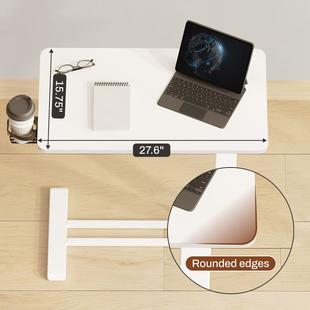 FunniHomi 28/32 Table de lit mobile à hauteur réglable avec roulettes, blanc/noir, pour ordinateur portable, pour lit et canapé