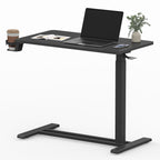 FunniHomi 28/32 Table de lit mobile à hauteur réglable avec roulettes, blanc/noir, pour ordinateur portable, pour lit et canapé