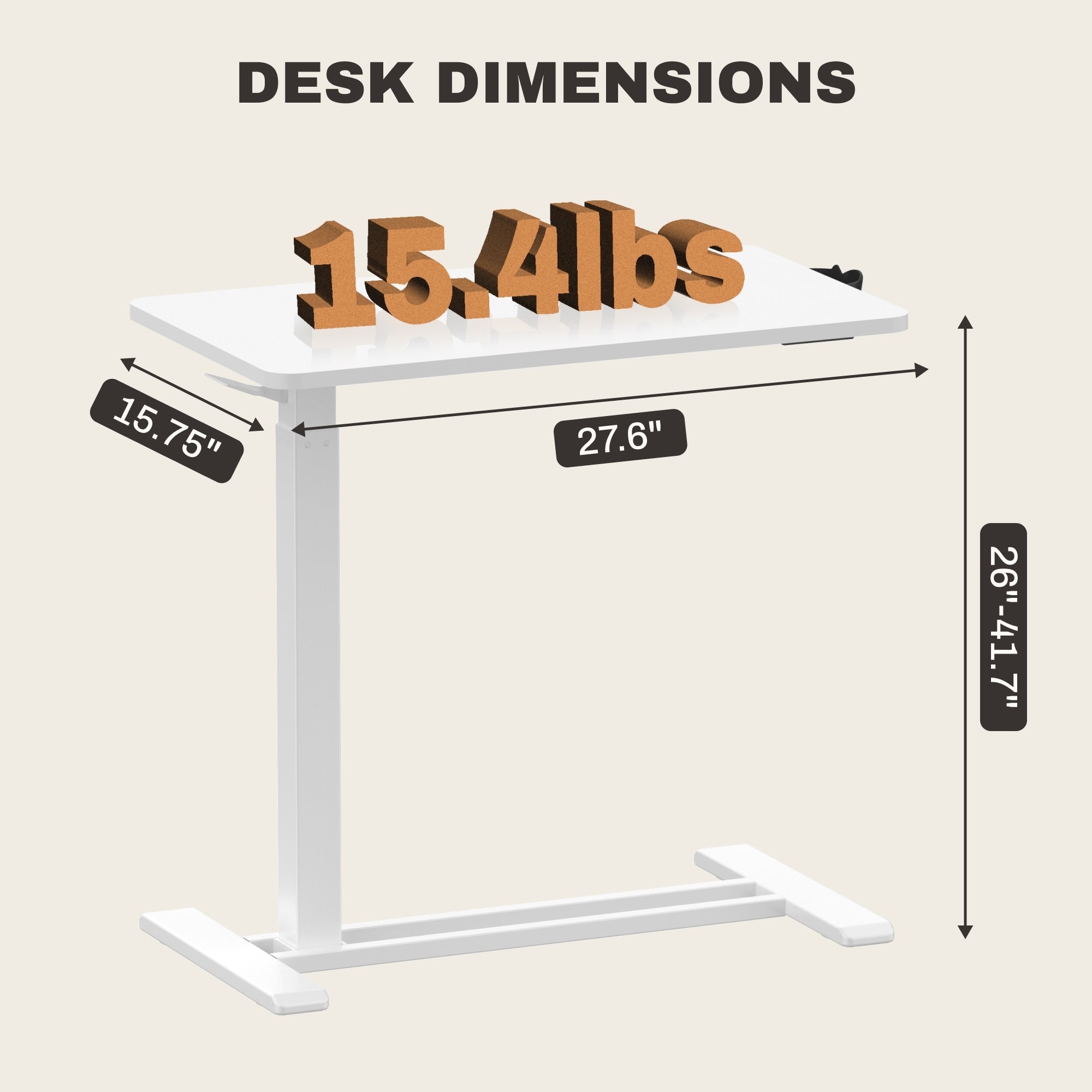 FunniHomi 28/32 Table de lit mobile à hauteur réglable avec roulettes, blanc/noir, pour ordinateur portable, pour lit et canapé