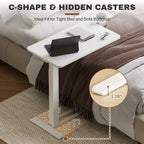 FunniHomi 28/32 Table de lit mobile à hauteur réglable avec roulettes, blanc/noir, pour ordinateur portable, pour lit et canapé