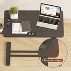FunniHomi 28/32 Table de lit mobile à hauteur réglable avec roulettes, blanc/noir, pour ordinateur portable, pour lit et canapé