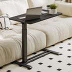 FunniHomi 28/32 Table de lit mobile à hauteur réglable avec roulettes, blanc/noir, pour ordinateur portable, pour lit et canapé