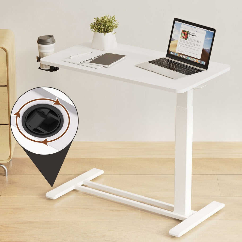 FunniHomi 28/32 Table de lit mobile à hauteur réglable avec roulettes, blanc/noir, pour ordinateur portable, pour lit et canapé
