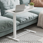 FunniHomi 28/32 Table de lit mobile à hauteur réglable avec roulettes, blanc/noir, pour ordinateur portable, pour lit et canapé