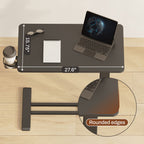 FunniHomi 28/32 Table de lit mobile à hauteur réglable avec roulettes, blanc/noir, pour ordinateur portable, pour lit et canapé