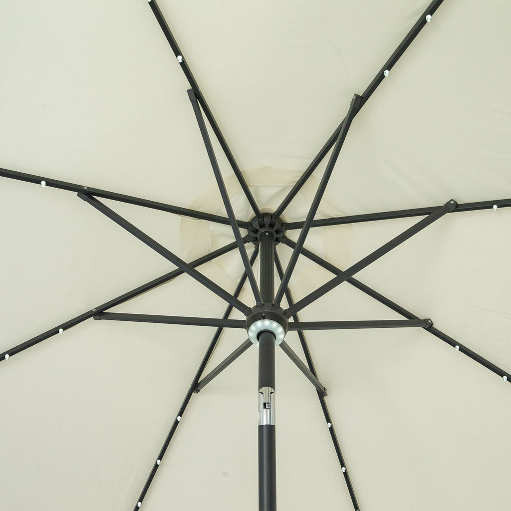 Parasol de patio Ainfox de 10 pieds avec lumières Parasol solaire d'extérieur sans base