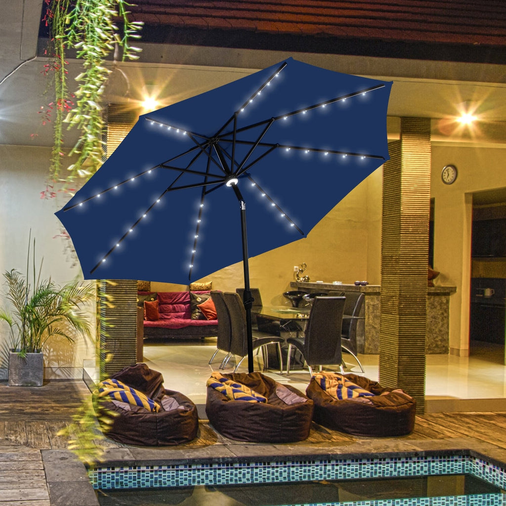 Parasol de patio Ainfox de 10 pieds avec lumières Parasol solaire d'extérieur sans base