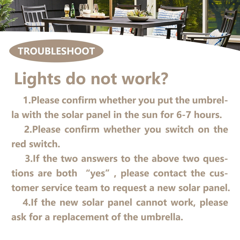 Parasol de patio Ainfox de 10 pieds avec lumières Parasol solaire d'extérieur sans base