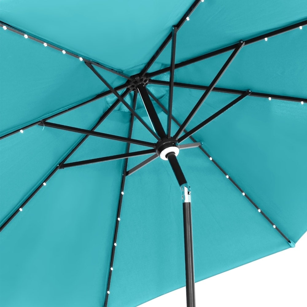 Parasol de patio Ainfox de 10 pieds avec lumières Parasol solaire d'extérieur sans base