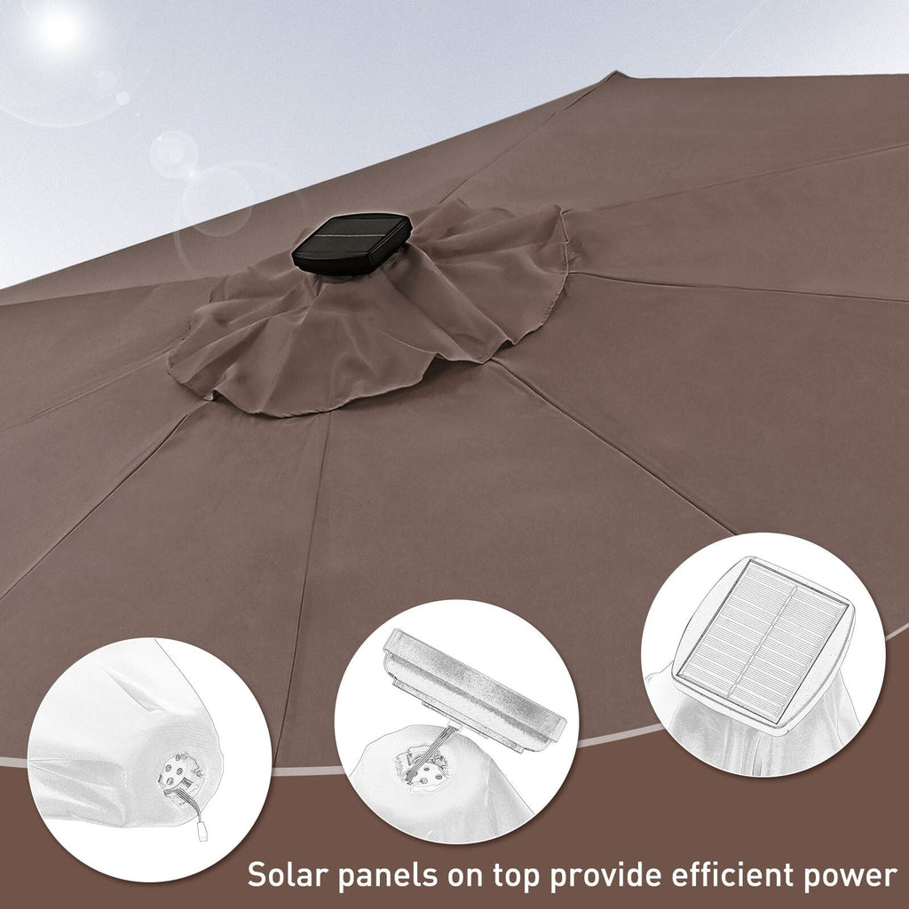 Parasol de patio Ainfox de 10 pieds avec lumières Parasol solaire d'extérieur sans base