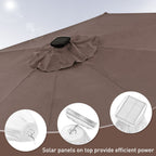 Parasol de patio Ainfox de 10 pieds avec lumières Parasol solaire d'extérieur sans base