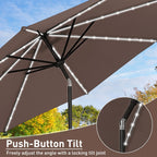 Parasol de patio Ainfox de 10 pieds avec lumières Parasol solaire d'extérieur sans base