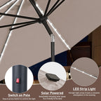Parasol de patio Ainfox de 10 pieds avec lumières Parasol solaire d'extérieur sans base