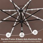 Parasol de patio Ainfox de 10 pieds avec lumières Parasol solaire d'extérieur sans base