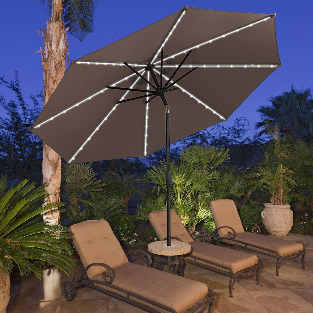 Parasol de patio Ainfox de 10 pieds avec lumières Parasol solaire d'extérieur sans base