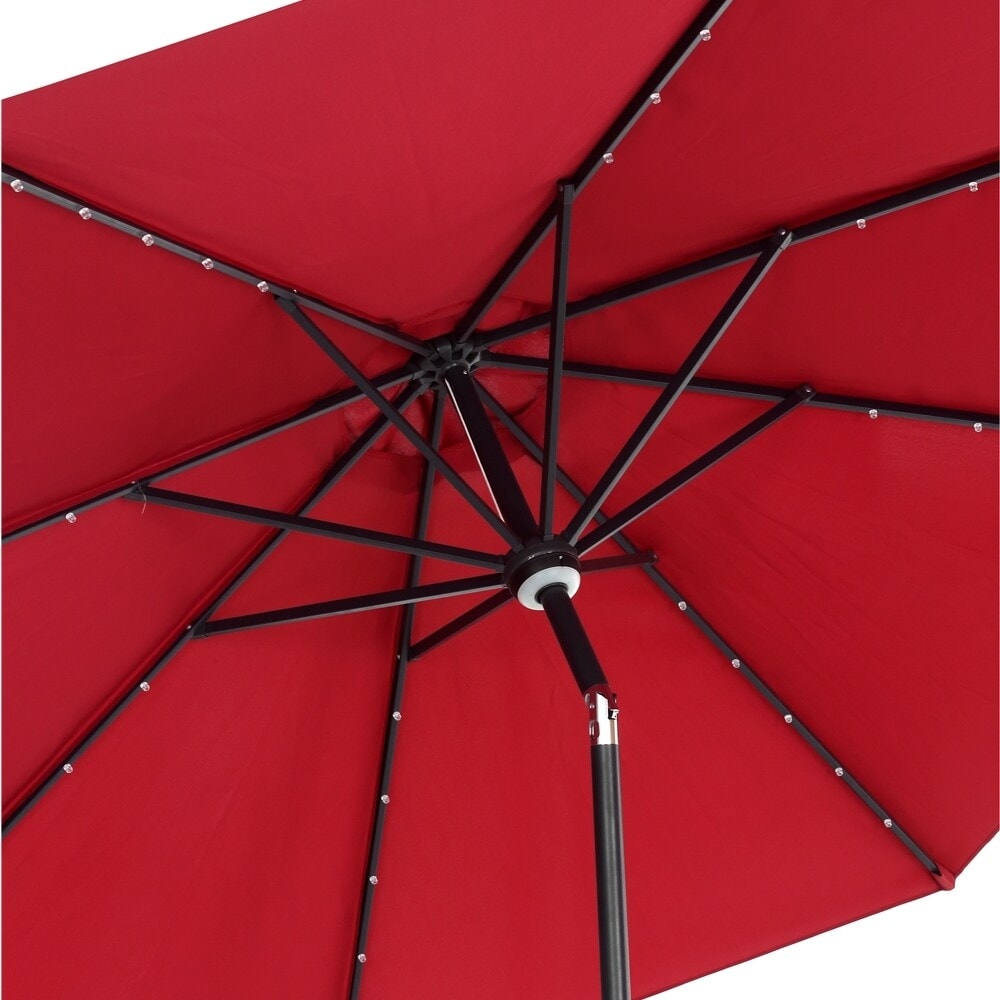 Parasol de patio Ainfox de 10 pieds avec lumières Parasol solaire d'extérieur sans base
