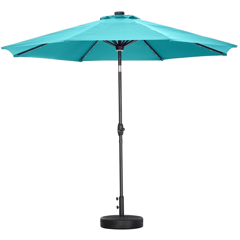 Parasol de patio Ainfox de 10 pieds avec lumières Parasol solaire d'extérieur sans base