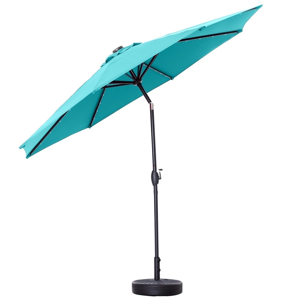 Parasol de patio Ainfox de 10 pieds avec lumières Parasol solaire d'extérieur sans base