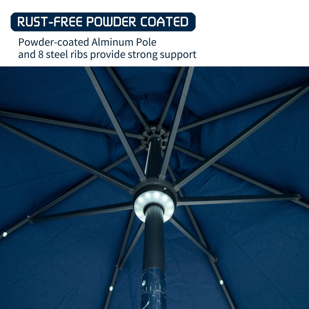 Parasol de patio Ainfox de 10 pieds avec lumières Parasol solaire d'extérieur sans base