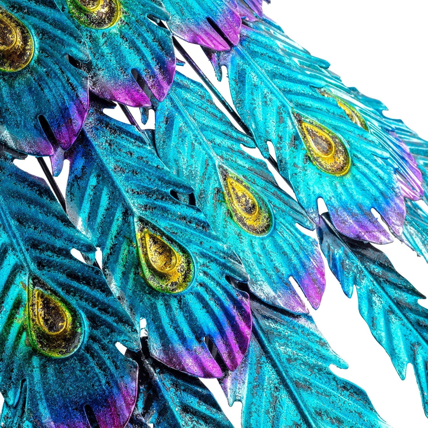 Statue de paon métallique d'extérieur de grande taille, multicolore, pour décoration de jardin