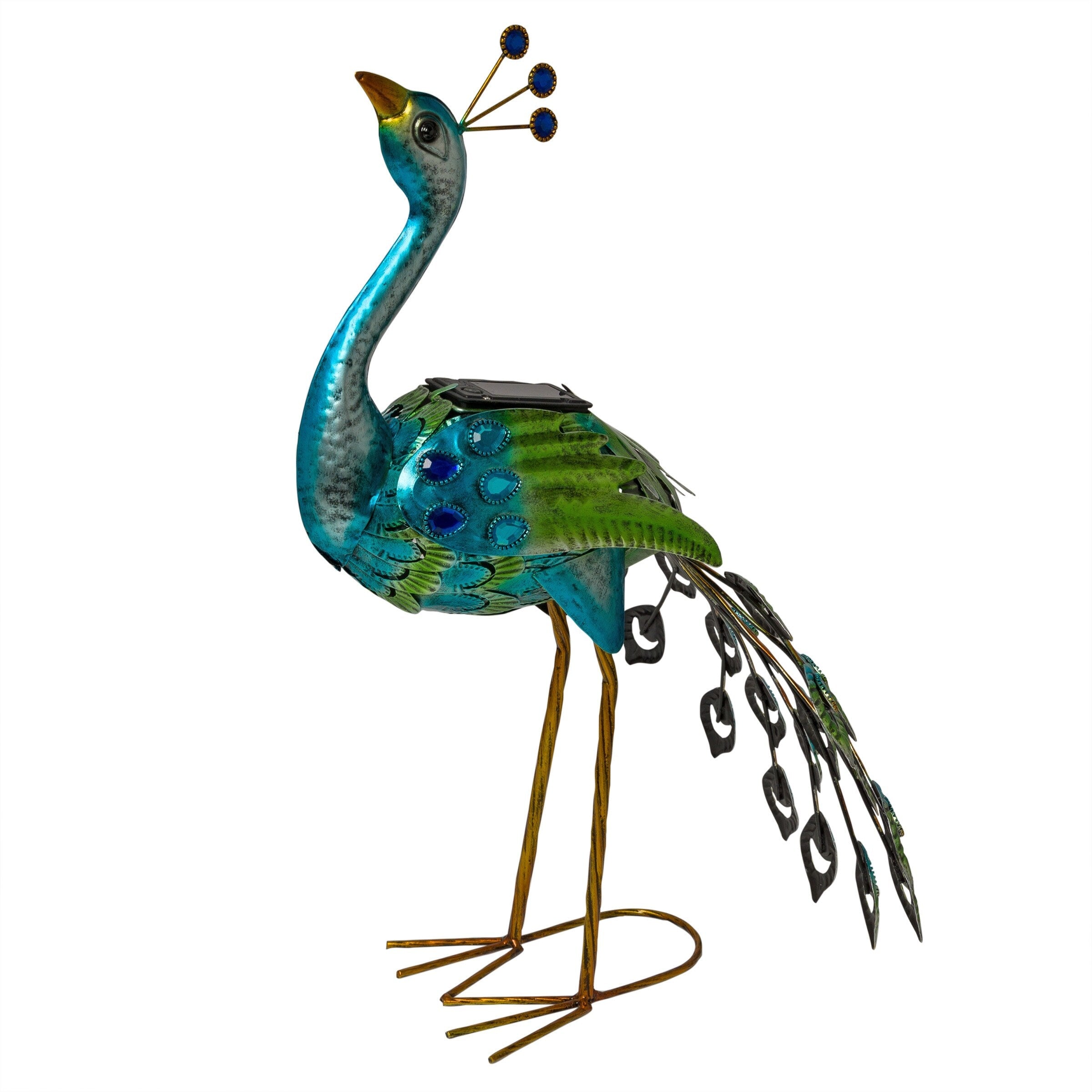 Statue de paon métallique d'extérieur de grande taille, multicolore, pour décoration de jardin