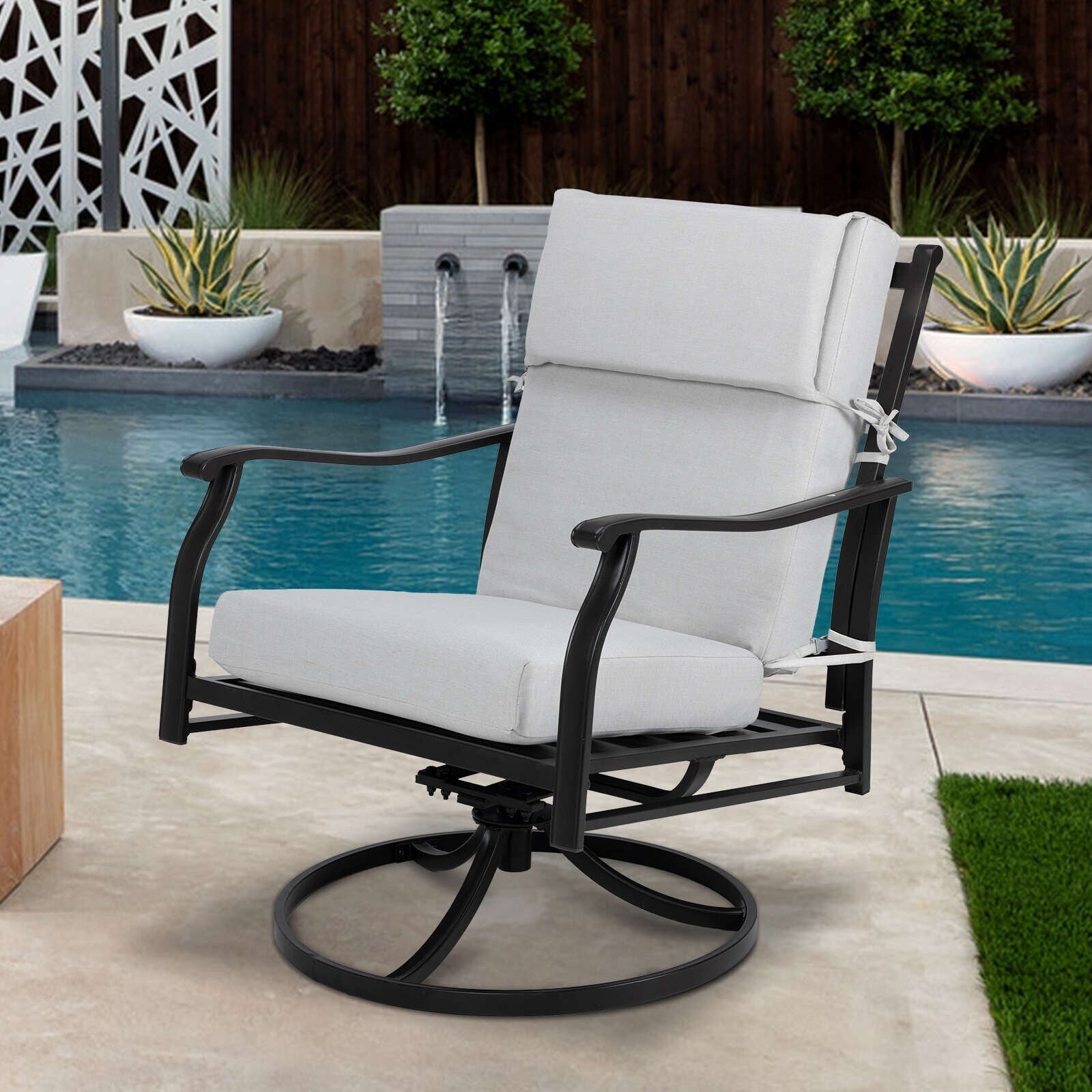 Lot de 4 coussins de chaise à dossier haut Aoodor Patio, 46 ​​x 21 x 4 pouces (coussins uniquement)