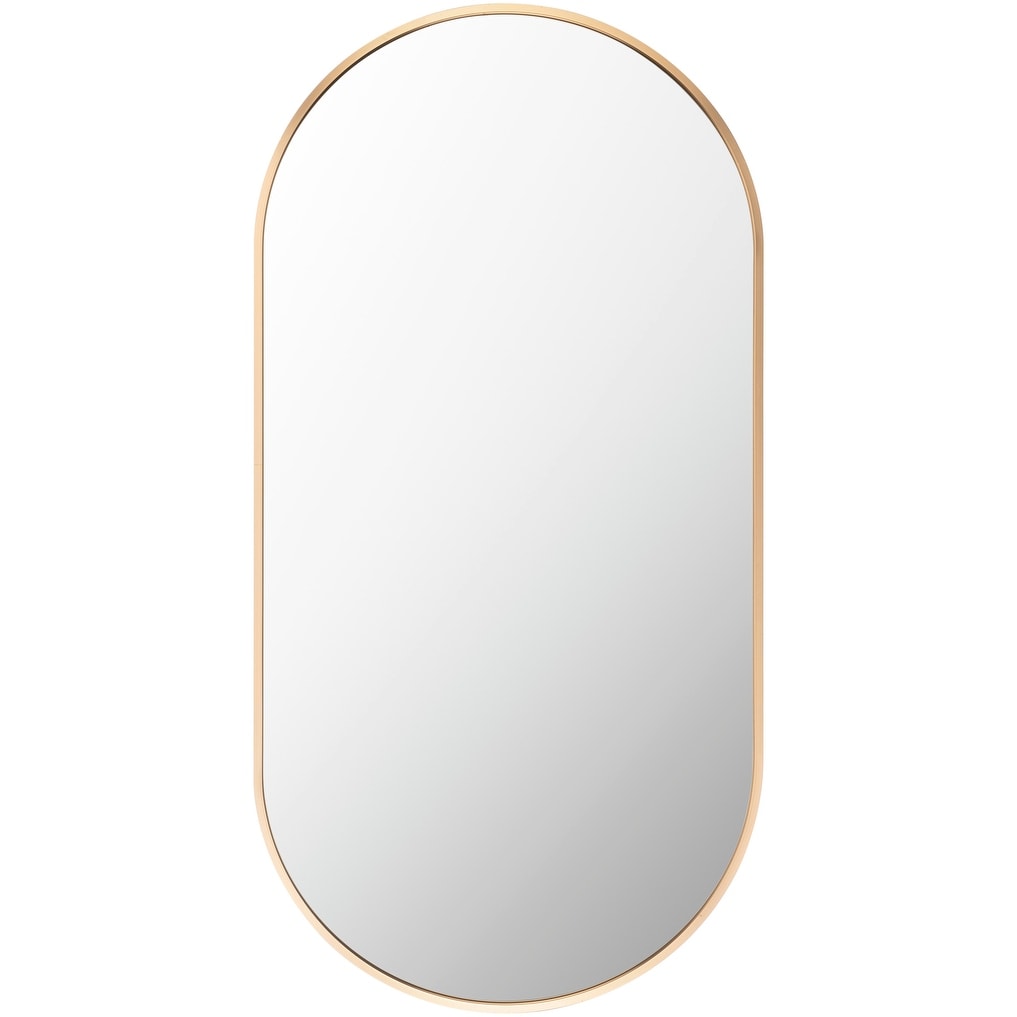 Miroir d'appoint ovale moderne en aluminium Livabliss Aranya en forme de pilule