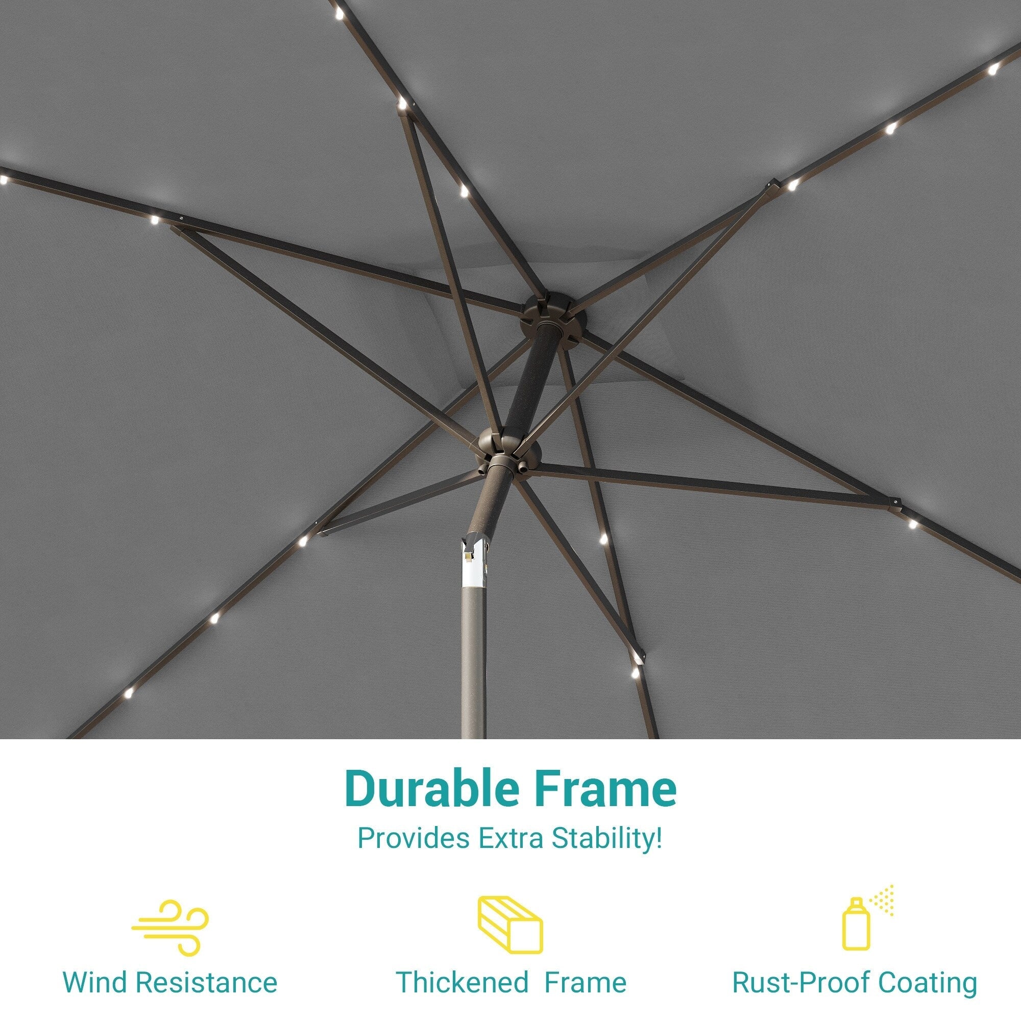 Parasols d'extérieur BONOSUKI LED 10 x 6,5 pieds Parasols de table de marché de patio