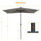 BONOSUKI Parasol rectangulaire d'extérieur à LED 10 x 6,5 pieds, en aluminium/acier avec inclinaison