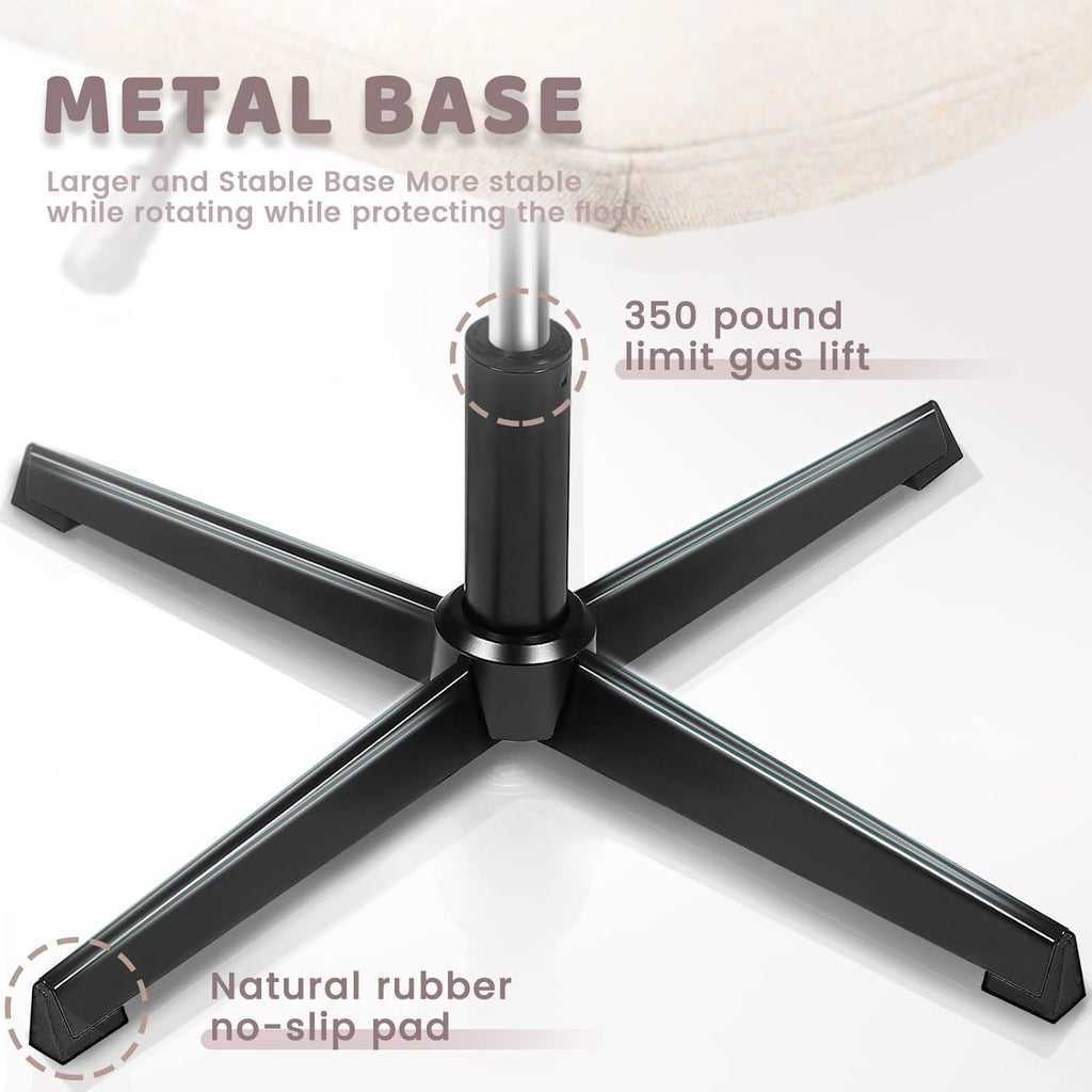 Chaise de bureau BOSSIN Criss Cross sans accoudoirs, sans roulettes, chaise de vanité pivotante moderne rembourrée en tissu