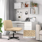 Chaise de bureau BOSSIN Criss Cross sans accoudoirs, sans roulettes, chaise de vanité pivotante moderne rembourrée en tissu