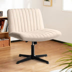 Chaise de bureau BOSSIN Criss Cross sans accoudoirs, sans roulettes, chaise de vanité pivotante moderne rembourrée en tissu