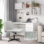 Chaise de bureau BOSSIN Criss Cross sans accoudoirs, sans roulettes, chaise de vanité pivotante moderne rembourrée en tissu