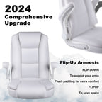 Chaise de bureau BOSSIN pour grandes et grandes tailles, ergonomique, dossier haut, hauteur réglable, en cuir, avec accoudoirs rembourrés et rabattables