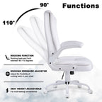 Chaise de bureau BOSSIN pour grandes et grandes tailles, ergonomique, dossier haut, hauteur réglable, en cuir, avec accoudoirs rembourrés et rabattables