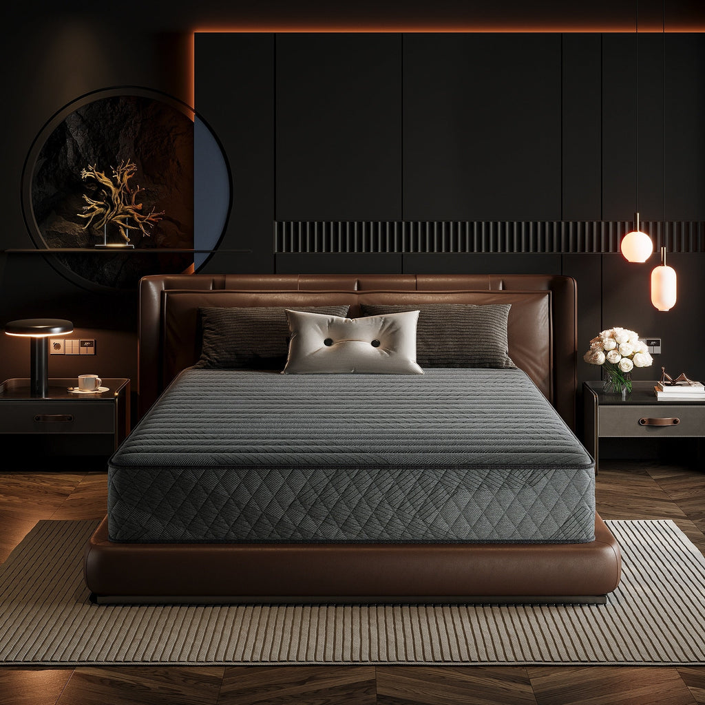 Matelas hybride SweDrea 8/12 po en mousse à mémoire de forme infusée de gel, ferme et respirant, certifié CertiPUR-US, SGS et OEKO-TEX.