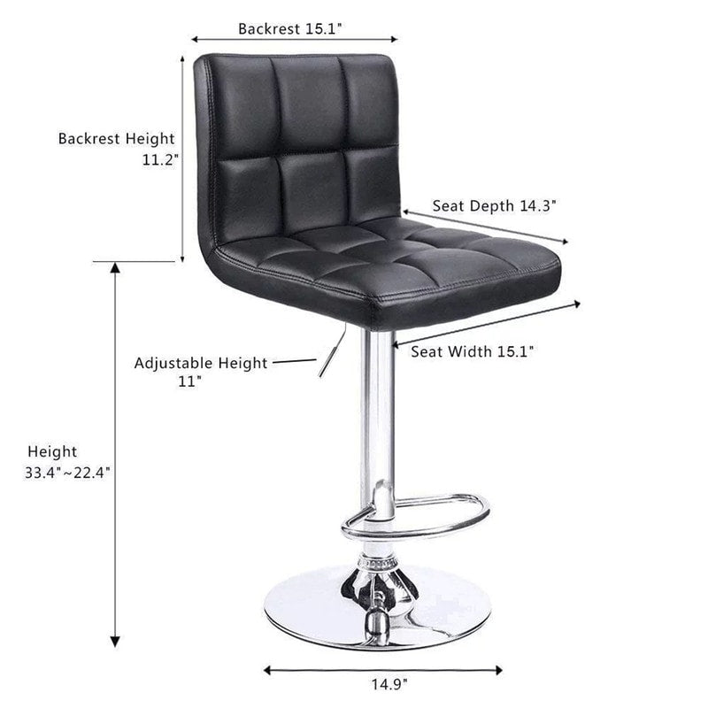 Lot de 2 tabourets de bar réglables et pivotants en cuir PU