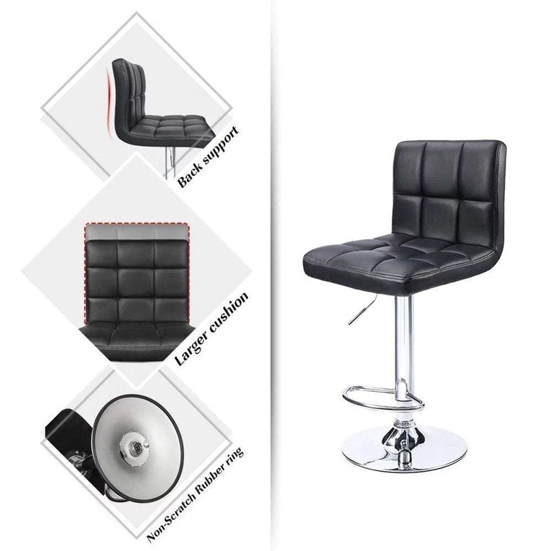 Lot de 2 tabourets de bar réglables et pivotants en cuir PU