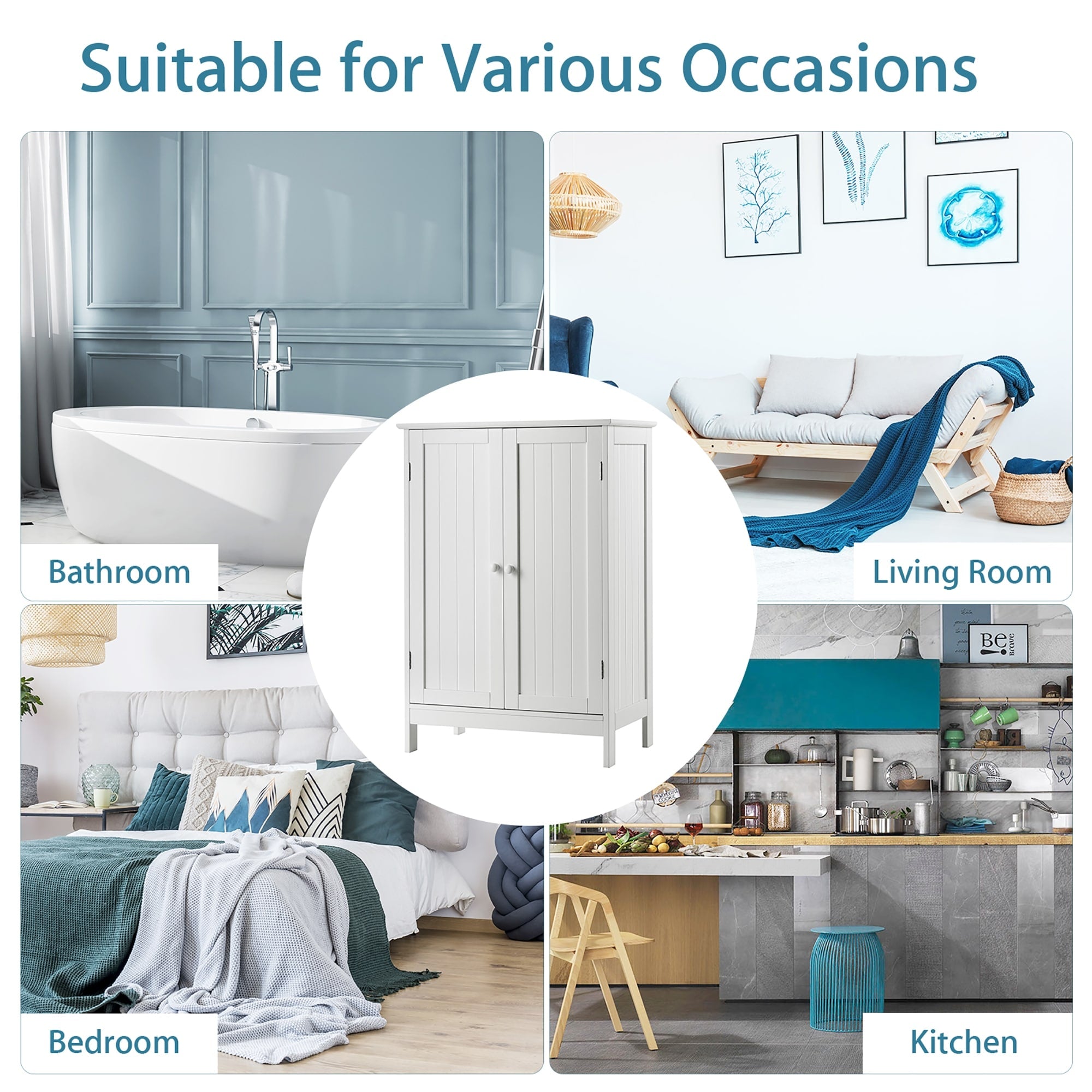 Meuble de rangement de salle de bain avec portes doubles Meuble à chaussures en bois