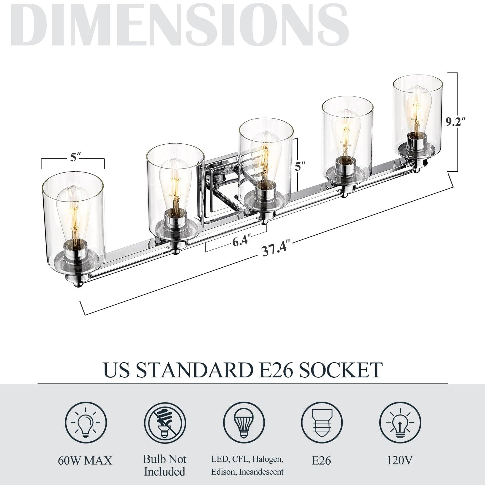 Applique murale sur miroir avec abat-jour en verre transparent