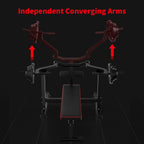 Machine de développé couché Zenova avec bras convergents indépendants et support d'haltères