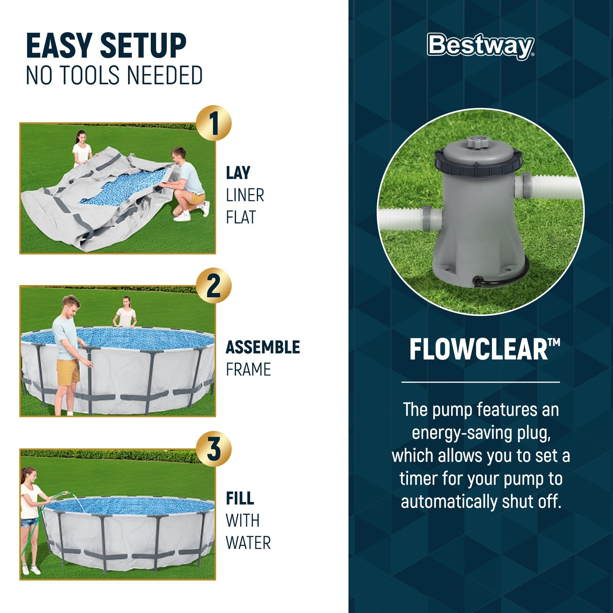 Piscine extérieure hors sol ronde Bestway Steel Pro MAX 10'x30 avec pompe - 10 pi x 30 po