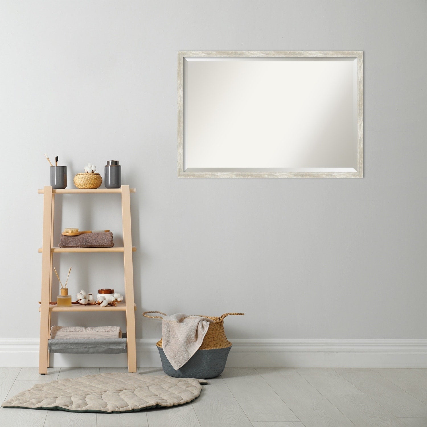 Miroir mural biseauté pour salle de bain - Cadre métallique craquelé