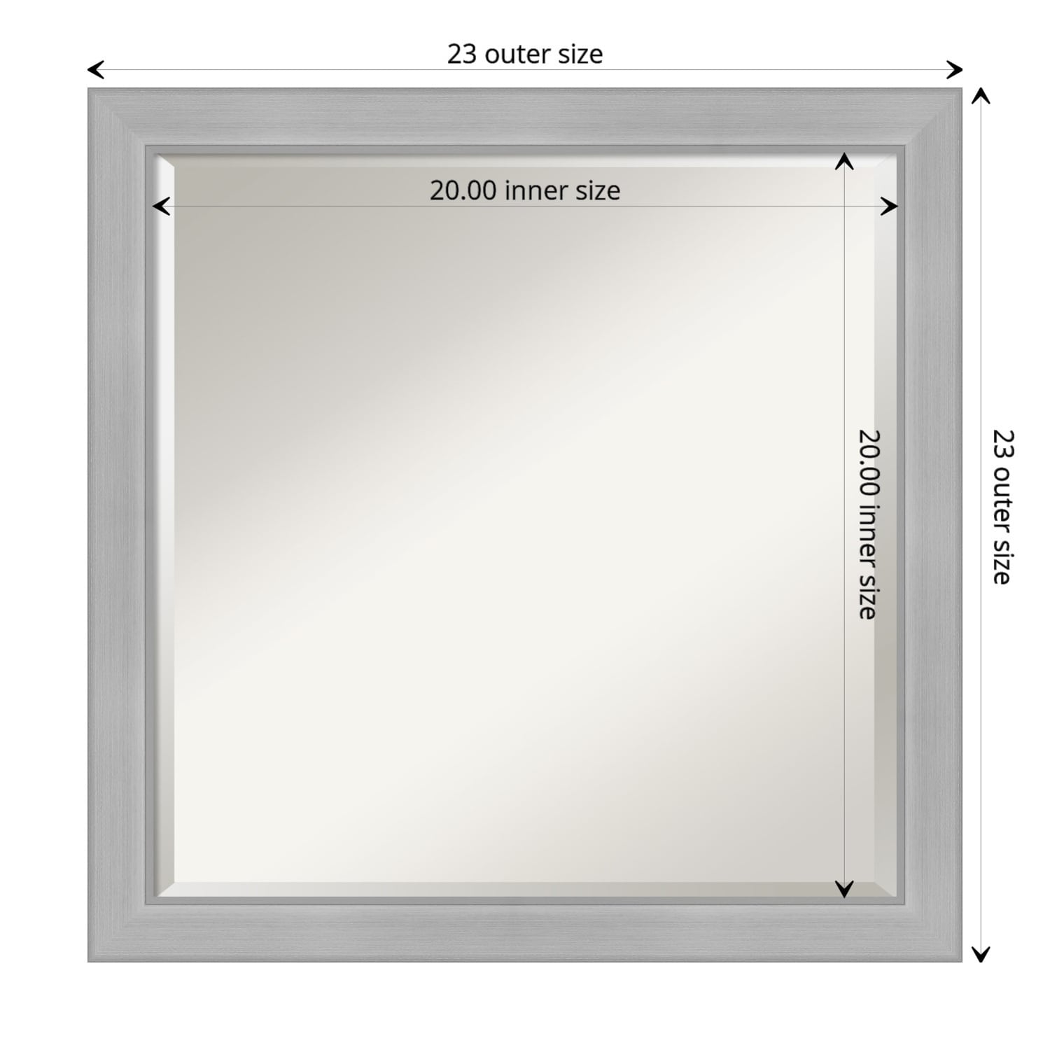Miroir mural biseauté pour salle de bain - Cadre en nickel brossé Vista