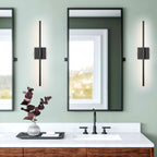 Applique murale linéaire moderne à 1 ampoule, noire/dorée/nickel, à LED, à intensité variable, pour salle de bain