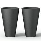Grands pots de fleurs ronds en plastique noir pour intérieur et extérieur, lot de 2