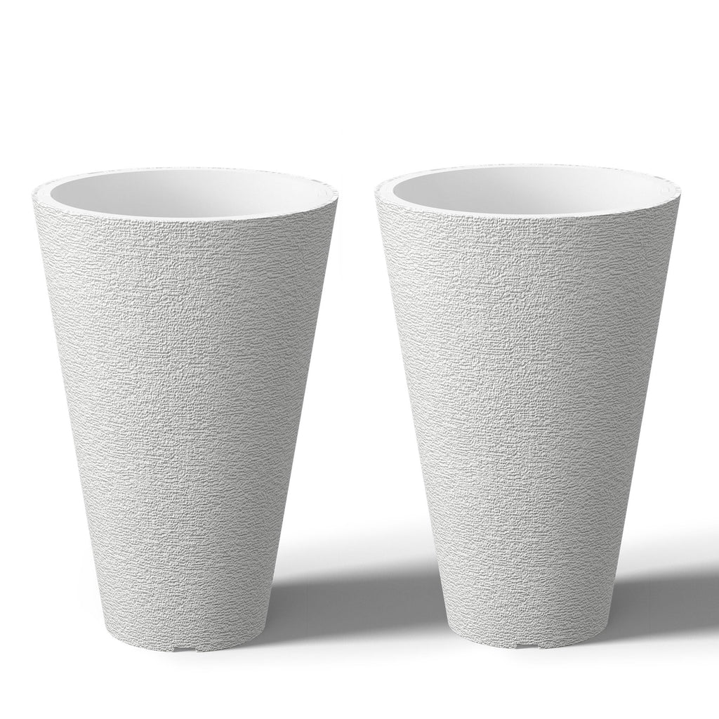 Grands pots de fleurs ronds en plastique noir pour intérieur et extérieur, lot de 2