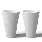 Grands pots de fleurs ronds en plastique noir pour intérieur et extérieur, lot de 2