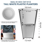 Grands pots de fleurs ronds en plastique noir pour intérieur et extérieur, lot de 2